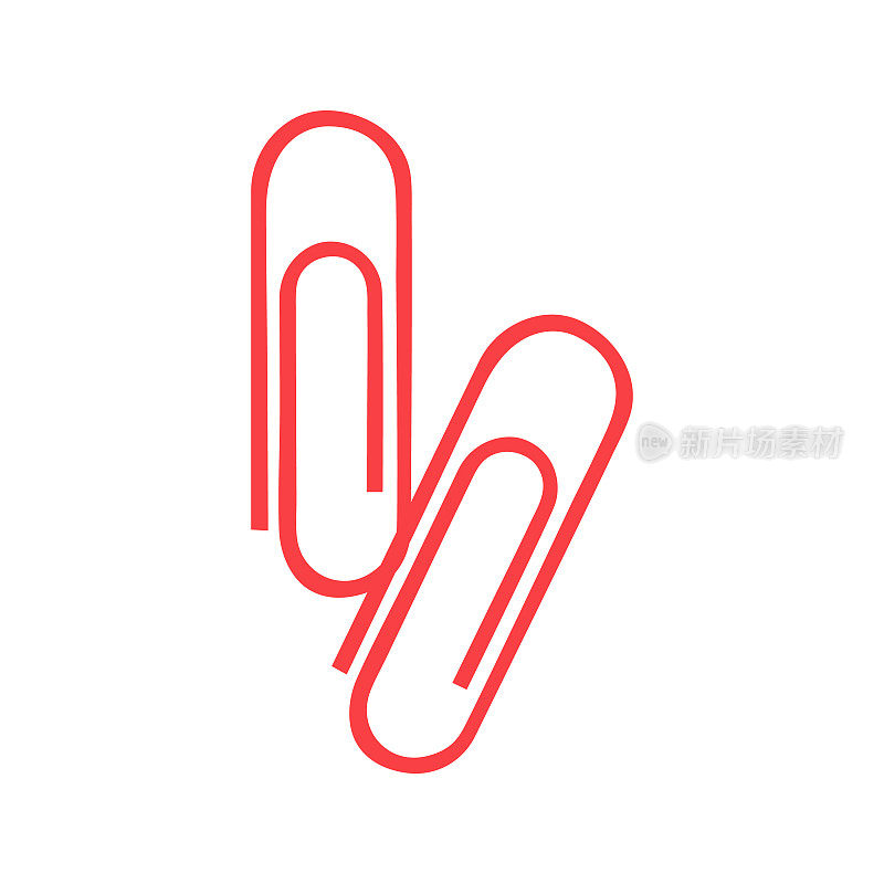 Red paper clips are rarely illustrated. Graphic design of school supplies. Office supplies - stationery and school supplies. Paper clip.